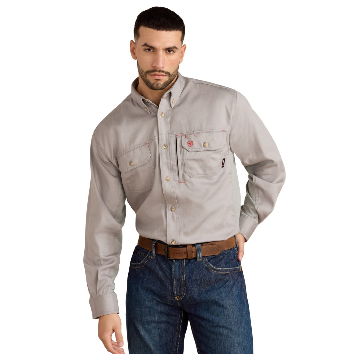 FR Solid Vent Work Shirt in Silver Fox